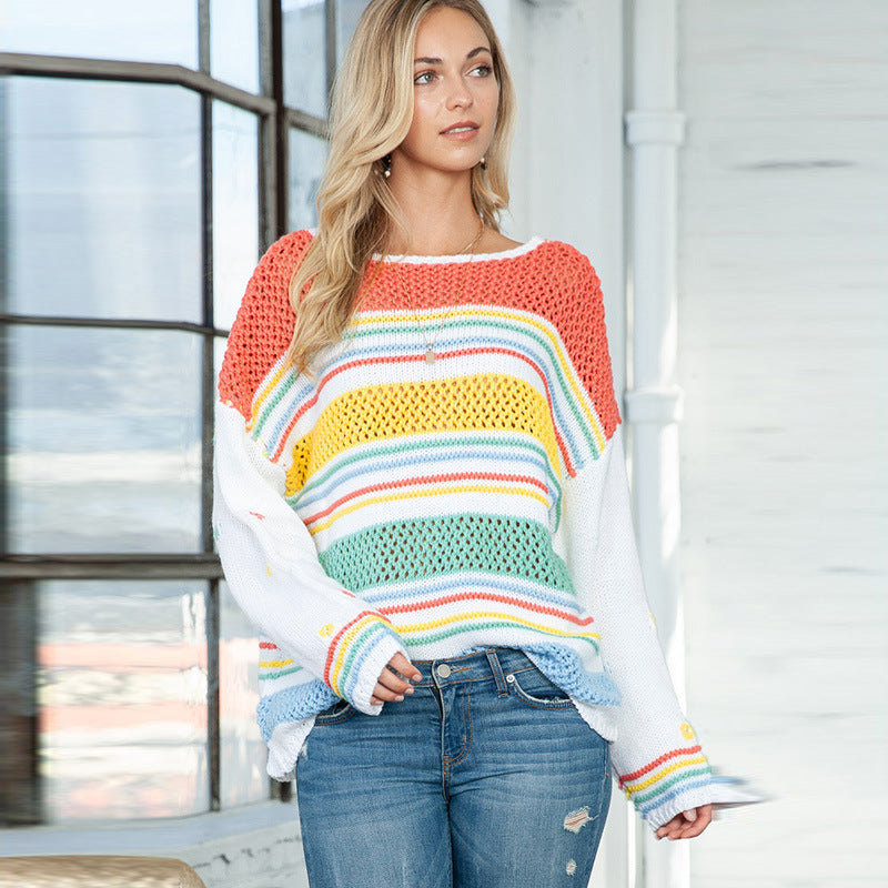 Rainbow Striped Pullover Sweater