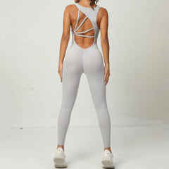 Yoga Jumpsuit with V-shaped Back Design