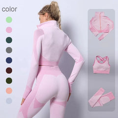 Seamless Long Sleeve Yoga Set 3 Items