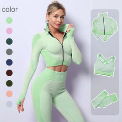 Seamless Long Sleeve Yoga Set 3 Items