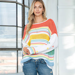 Rainbow Striped Pullover Sweater
