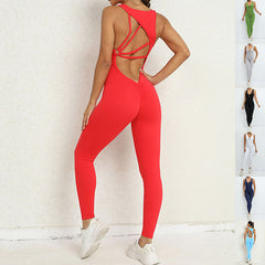 Yoga Jumpsuit with V-shaped Back Design